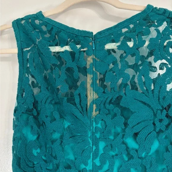 Tadashi Shoji Teal Lace Mini Cocktail Dress Size 4 - Picture 3 of 6